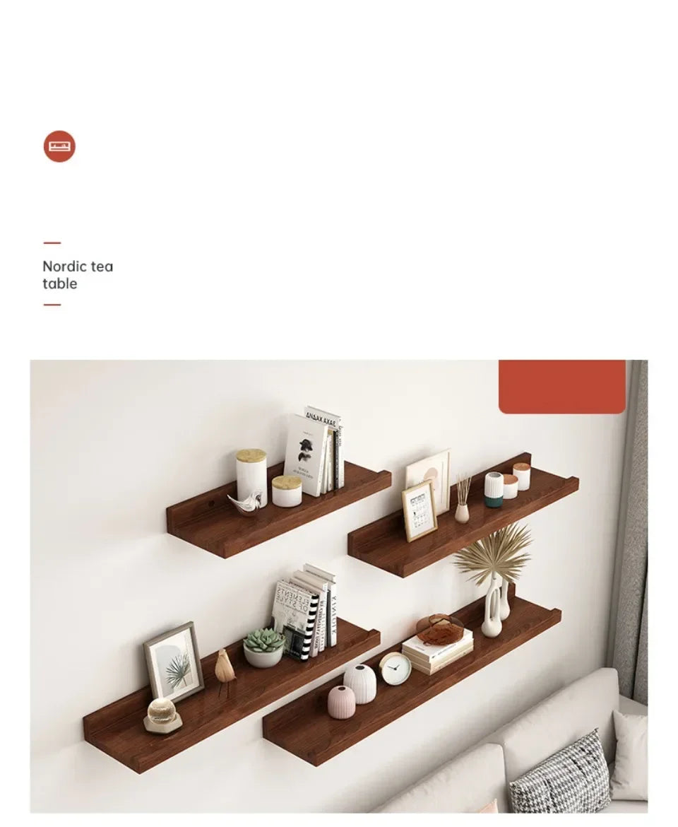 Wood Shelves Wall Floating Shelves Wall Partition Laminate Hanging Hole-free Storage Shelf Home Display Rack Closet Organizer