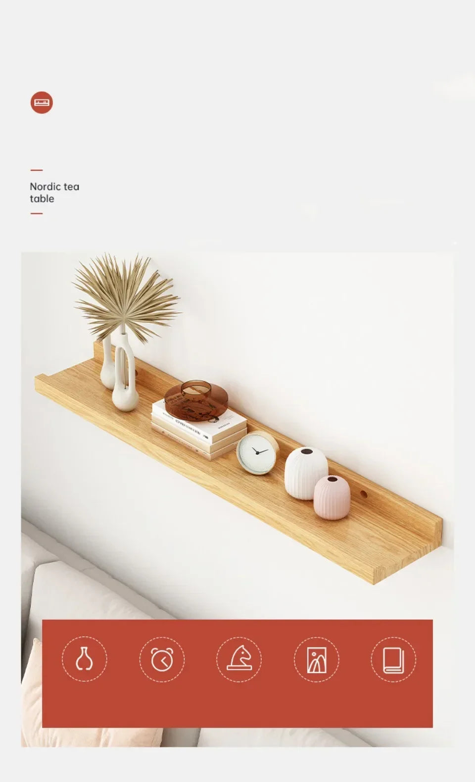 Wood Shelves Wall Floating Shelves Wall Partition Laminate Hanging Hole-free Storage Shelf Home Display Rack Closet Organizer