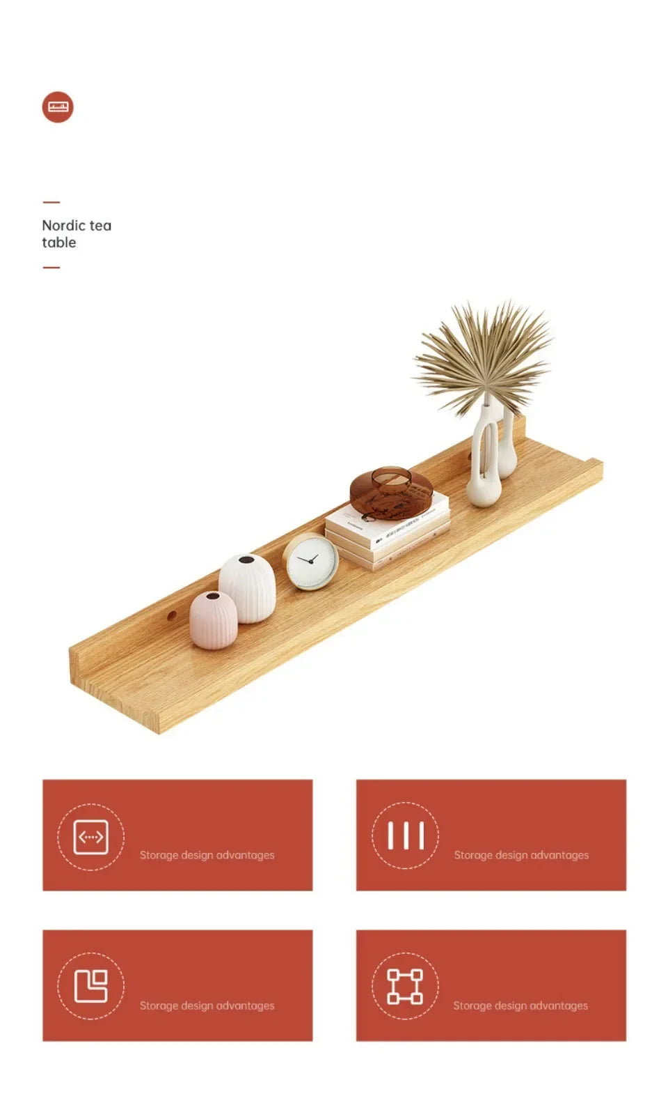 Wood Shelves Wall Floating Shelves Wall Partition Laminate Hanging Hole-free Storage Shelf Home Display Rack Closet Organizer