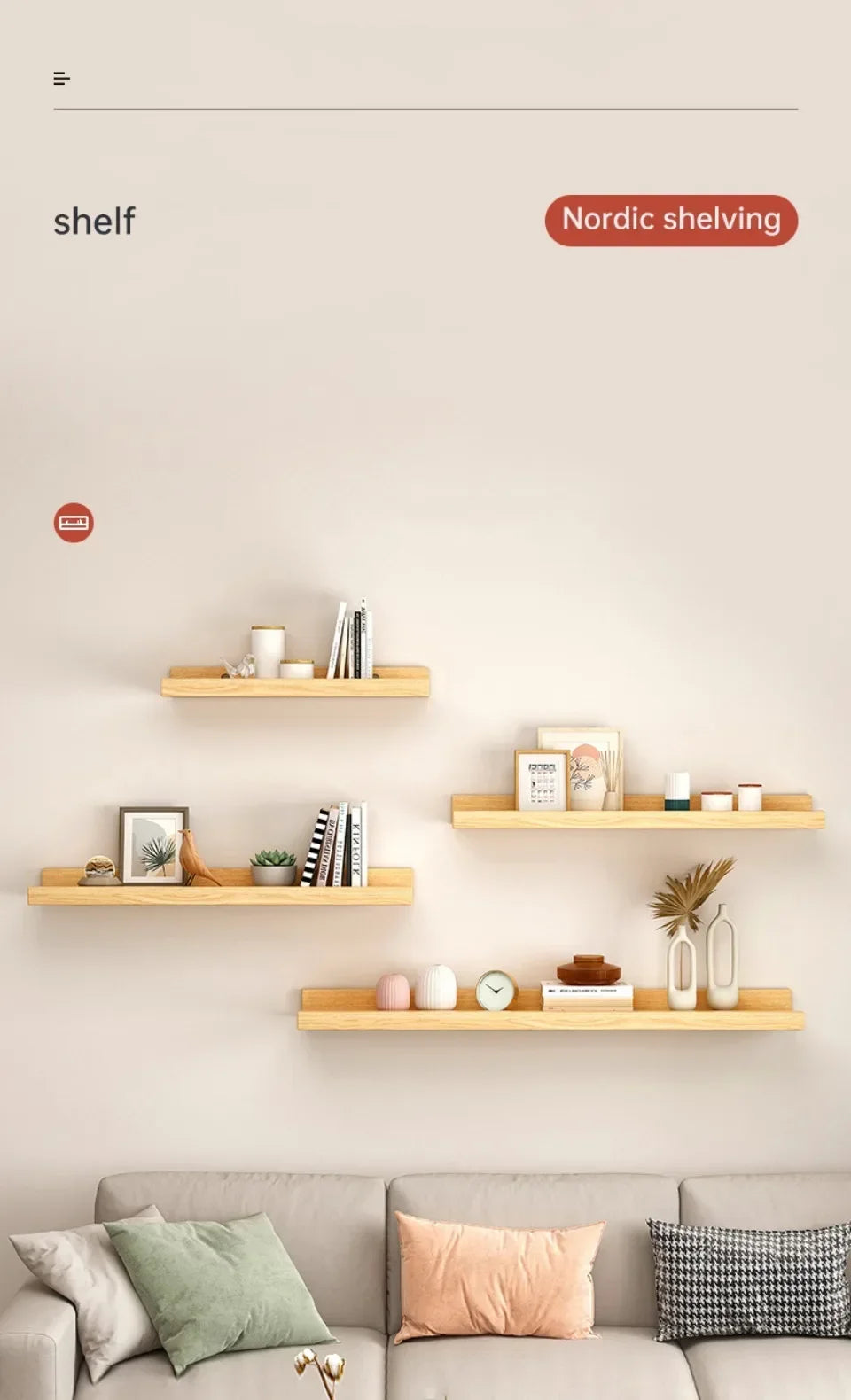 Wood Shelves Wall Floating Shelves Wall Partition Laminate Hanging Hole-free Storage Shelf Home Display Rack Closet Organizer
