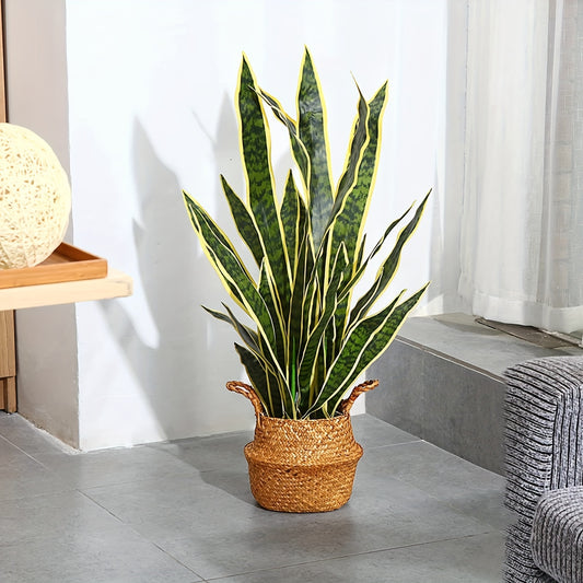 1pc, Artificial Snake Plant, 35 Inch Fake Sansevieria Tree With 32 Leaves Perfect Faux Mother In Law Plants In Pot, Indoor House Home Office Garden Modern Decoration, Wall Decor, Room Decor, Yard Decor, Garden Decor
