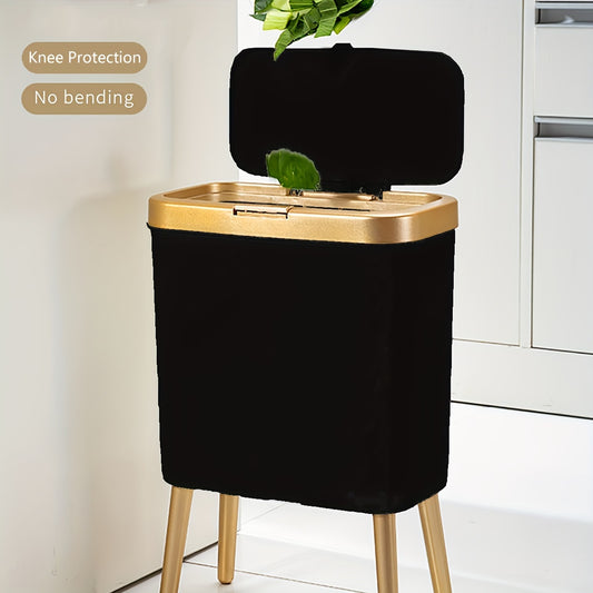 1pc 15L Modern Household Trash Can with Heightening Legs - Odor-Resistant, Multifunctional, and Space-Saving Design for Kitchen, Living Room, Bathroom, Office, and Garage - Easy Cleaning and Organization Solution