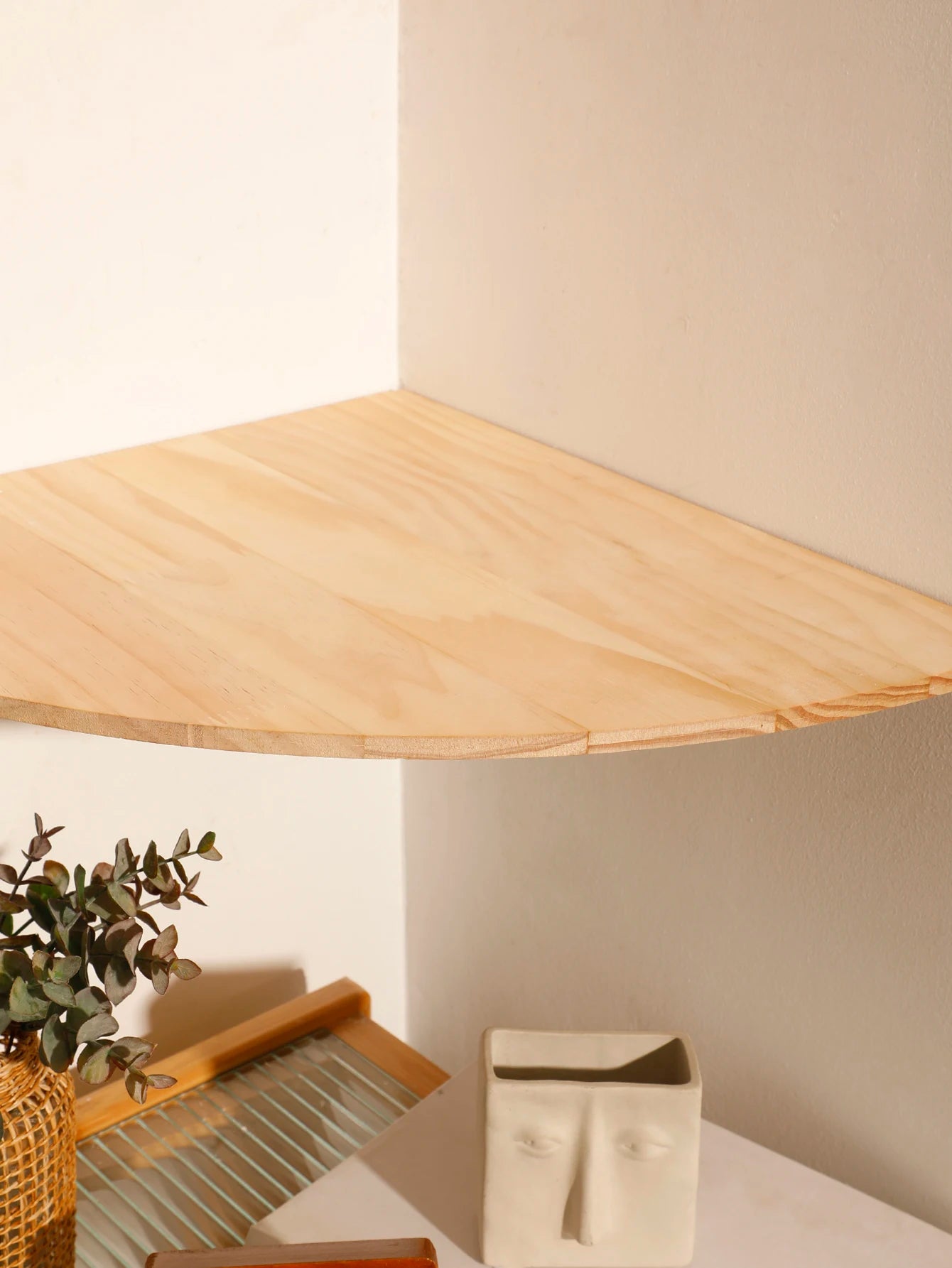 Scalloped Corner Shelves Floating Wall Shelf Storage Rack Wooden Wall Decor Bedroom Living Room Kitchen  Home Decorations Ledge