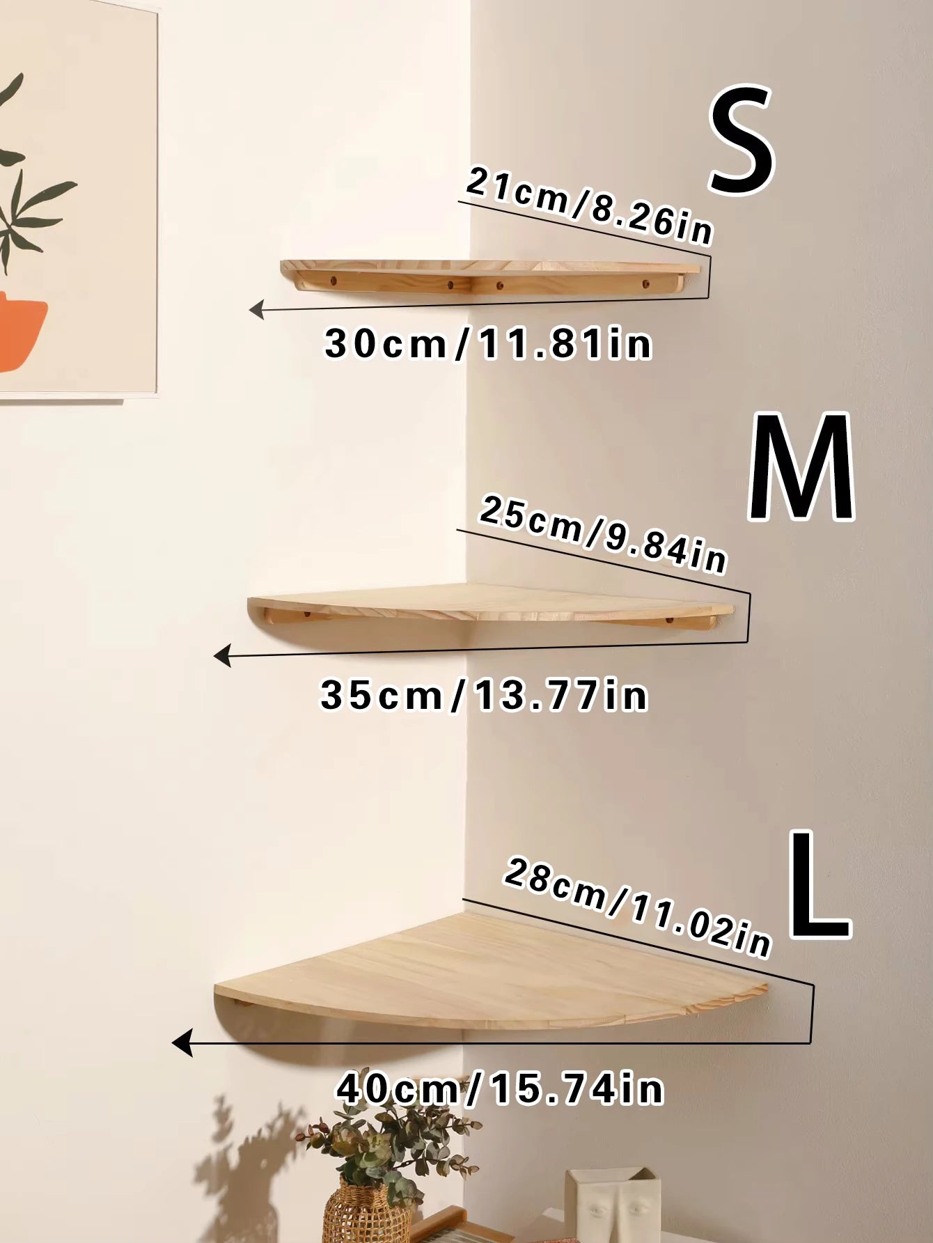 Scalloped Corner Shelves Floating Wall Shelf Storage Rack Wooden Wall Decor Bedroom Living Room Kitchen  Home Decorations Ledge